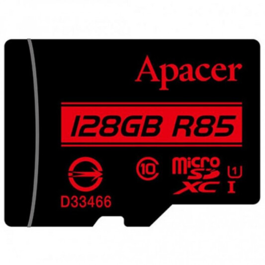 Карта памяти, Apacer, AP128GMCSX10U5-R, MicroSDXC 128GB, с адаптером SD - фото