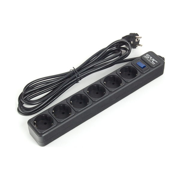 Сетевой фильтр, SVC, ZC6S-30M, 6 розеток, 3 м, чёрный - фото