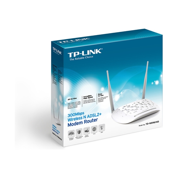Модем/Роутер ADSL, TP-Link TD-W8961N, 4 порта + Wi-Fi, 300 Mbps (TD-W8961N) - фото 3