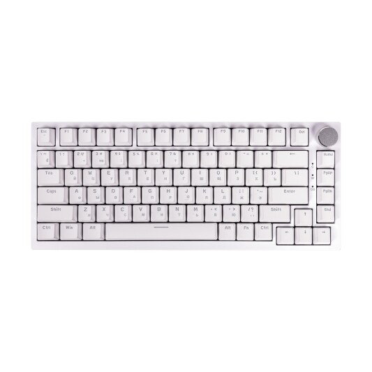 Клавиатура, Ajazz AK820, Механическая, 75%, Blue Switches, Подсветка RGB, Анг/Рус, Белый - фото