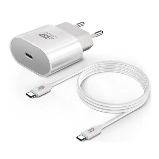50635 Сетевое зарядное устройство Power Delivery, 20W + Дата-кабель Type-C - Type-C, 3А, 1м, белое, BoraSCO - фото