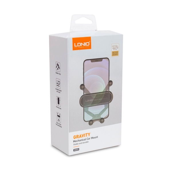 Автомобильный держатель для телефона, LDNIO, Gravyty MG03, Зажим, Чёрный - фото 3