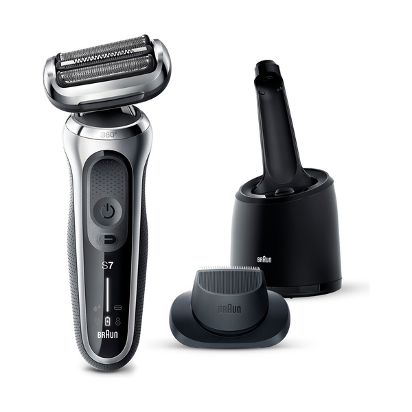 Электробритва Braun Series 7 71-S7200cc, сухое/влажное бритьё, центр SmartCare и 1 насадка, чёрная - фото