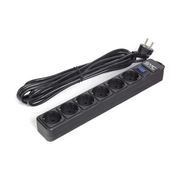 Сетевой фильтр, SVC, ZC6S-50M, 6 розеток, 5 м, чёрный - фото