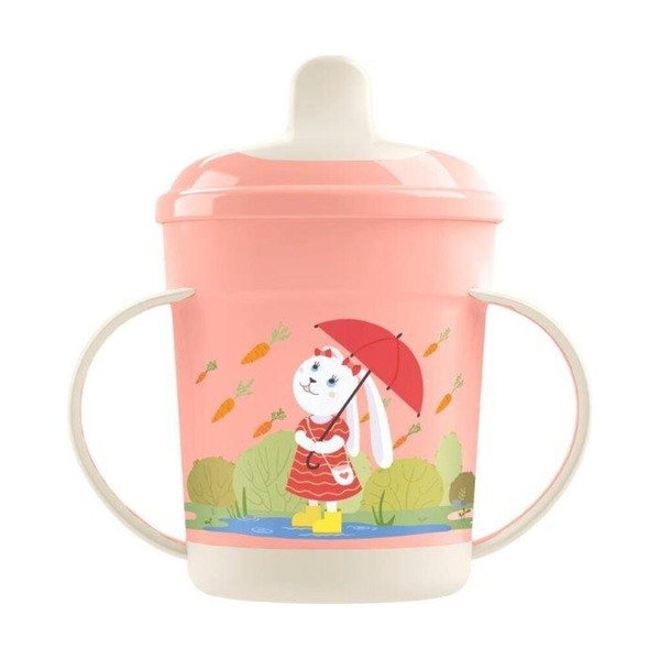 Поильник с ручками и декором, 320МЛ (Светло-розовый) 431313233 - фото