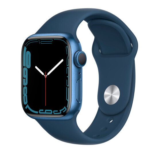 Смарт часы Apple Watch Series 7 GPS, 41mm Blue Aluminium Case with Abyss Blue Sport Band - Regular (MKN13GK/A) - фото