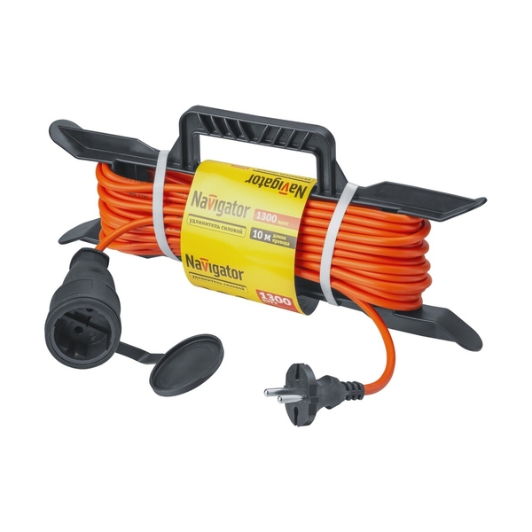 Удлинитель силовой шнур Navigator 93 919 NPE-F-10-X-2x0.75 на рамке б/з 10м (Россия) - фото