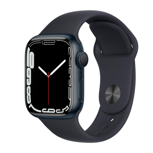 Смарт часы Apple Watch Series 7 GPS, 45mm Midnight Aluminium Case with Midnight Sport Band - Regular (MKN53GK/A) - фото
