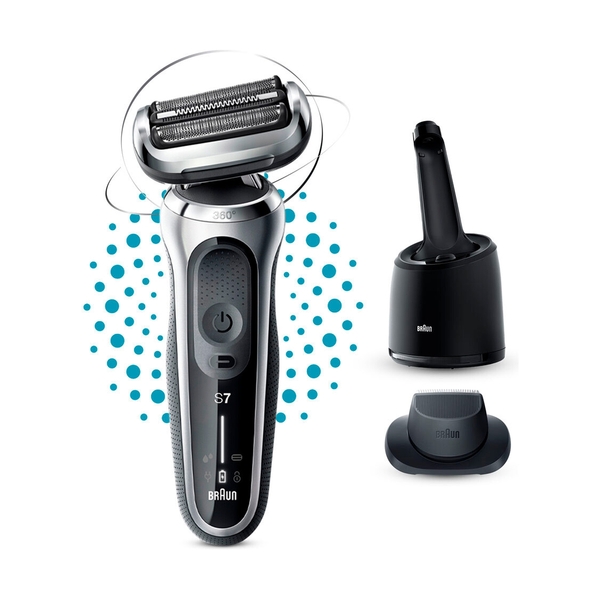Электробритва Braun Series 7 71-S7200cc, сухое/влажное бритьё, центр SmartCare и 1 насадка, чёрная - фото 3
