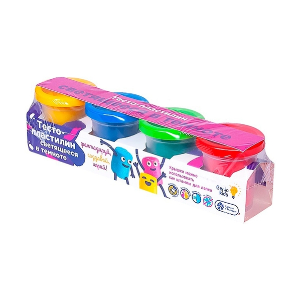 Genio Kids TA1021V Набор для детской лепки Тесто-пластилин. Светящееся в темноте! - фото