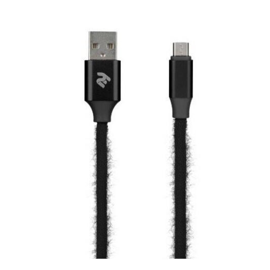 Кабель FUR USB 2.4 TO MICRO USB CABLE 2E BLACK, 1M (2E-CCMTAC-BLACK) - фото