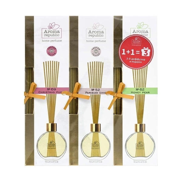 Ароматический диффузор в спайке Промонабор (1+1)=3 по 70 мл, ароматы в ассортименте Aroma Repulic - фото