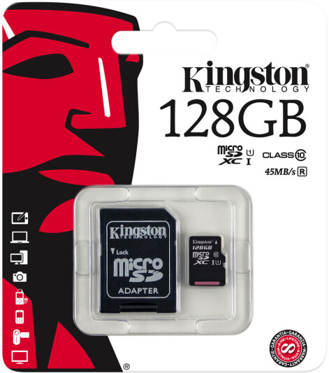 Карта памяти Kingston MicroSD 128GB Class 10 Kingston SDC10G2/128GB - фото