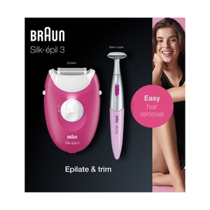 Эпилятор Braun Silk-épil 3 3-420, сухая эпиляция, с триммером для бикини и подсветкой, малиновый - фото 8