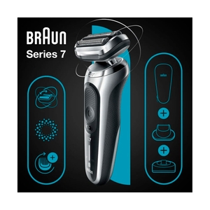 Электробритва Braun Series 7 71-S4200cs, сухое/влажное бритьё, зарядная станция, насадка, серебристая - фото 4