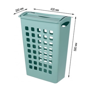 Корзина для белья с поворотной крышкой узкая 430х260х580 ММ, 38Л (Светло-голубой) 431255431 - фото 5