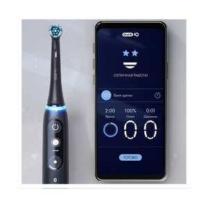Электрическая зубная щётка Oral-B iO Series 6 Black Lava, с инновационной технологией, черно-белый дисплей, дорожный футляр, чёрная - фото 13