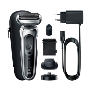 Электробритва Braun Series 7 71-S4200cs, сухое/влажное бритьё, зарядная станция, насадка, серебристая - фото 2