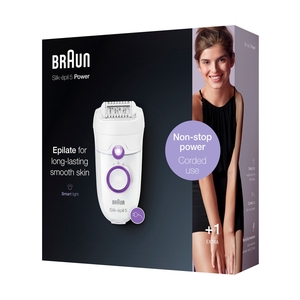 Эпилятор Braun Silk-épil 5 5-505P для сухой эпиляции, c насадкой и подсветкой, белый/фиолетовый - фото 7