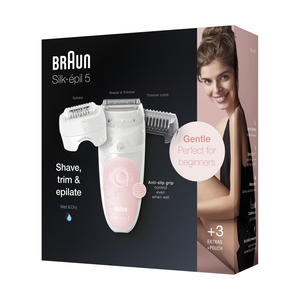 Эпилятор Braun Silk-épil 5 5-620, для сухой и влажной эпиляции, с 3 насадками, белый/розовый - фото 7