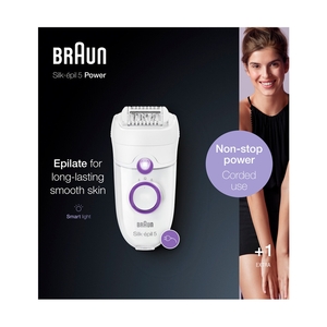 Эпилятор Braun Silk-épil 5 5-505P для сухой эпиляции, c насадкой и подсветкой, белый/фиолетовый - фото 6