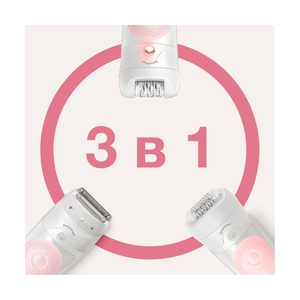 Эпилятор Braun Silk-épil 5 5-620, для сухой и влажной эпиляции, с 3 насадками, белый/розовый - фото 3
