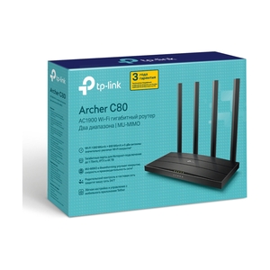 Маршрутизатор TP-Link Archer AC1900 MU-MIMO, 4 порта + Wi-Fi, 600/1300 Mbps (Archer C80) - фото 4