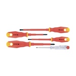 Набор диэлектрических отверток Сибртех до 1000 В, тестер, CrV, двухкомпонентные рукоятки, 5 предм