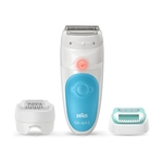 Эпилятор Braun Silk-épil 5 5-610, для сухой и влажной эпиляции, 4 насадки, белый/голубой